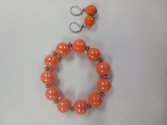 Orange Bracelet And Earrings