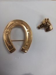 Horseshoe And Horse Pins