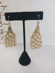 Golden Faux Pearl Earrings