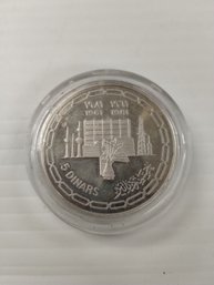 .925 Silver Kuwait 5 Dinars 1981 * National Day Buildings Architecture *