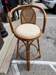 Cane Back Bentwood Bar Stool Swivel Chair Bamboo/Rattan