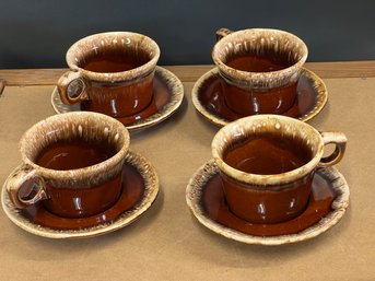 4 Vintage Hull USA Crestone Coffee Cups And Saucers