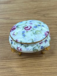 Beautiful Flowered Porcelain Trinket Box