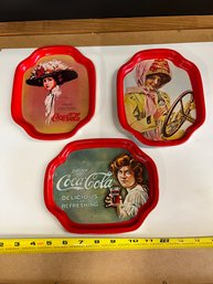 3 Different Coca Cola Metal Trays