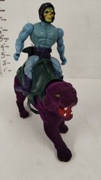 Vintage 1980s Masters Of The Universe Skeletor And Panther Figurine Action Figures