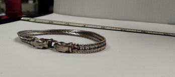Vintage Sterling Silver Riccio Chevron V Link Double Panther Clasp Bracelet - 8'