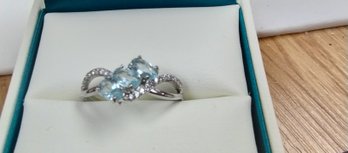Sterling Silver And Blue Topaz Ring Size 8