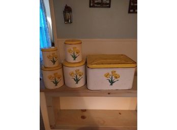 Vintage Bread Box And Canister Set