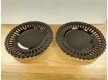 Vintage Black Milk Glass Plates