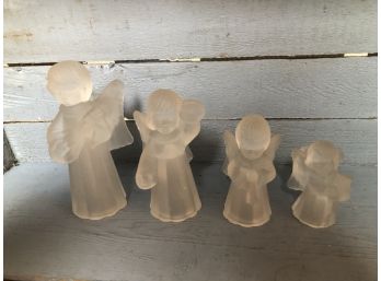 Frosted Glass Angels Candle Holders