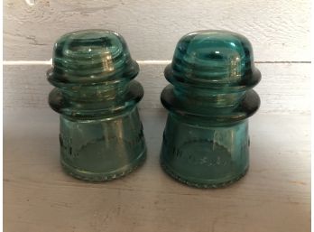 2 Vintage Green Insulators