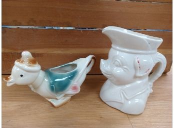 Vintage Pig And Duck Creamers