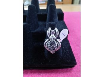 Sterling Silver Overlay Spider Shaped Poison Ring Size 7