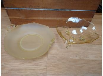 Vintage Yellow Bowl And Snack Dish