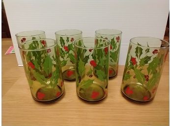 Vintage Holly And Ivy Drink Glasses