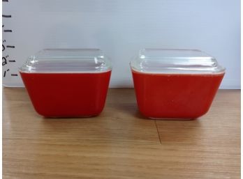 Vintage Pyrex Refrigerator Dishes Primary Color Red