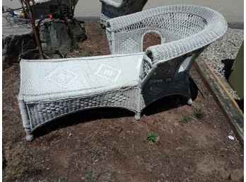 Vintage Well-loved Wicker Chaise Lounge