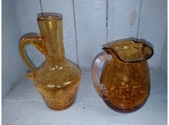 2 Pieces Of Crackle Glass (amber)