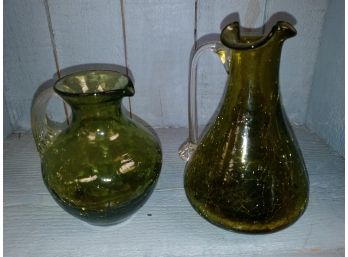 2 Pieces Of Crackle Glass (Green)