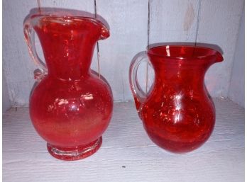 2 Pieces Of Crackle Glass (Red)