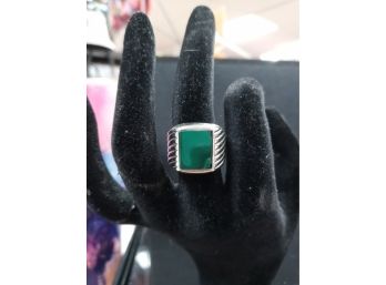 Sterling And Malachite (?) Ring