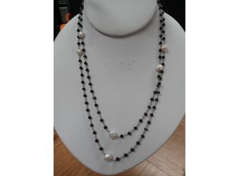 Pearl And Black Spinel Necklace