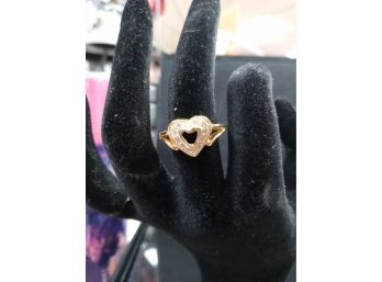 18k Gold Overlay Heart Shaped Ring