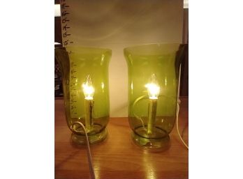 Set Of Green Glass Lamps