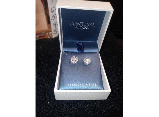 Contessa Di Capri Sterling Silver Earrings. New In Box