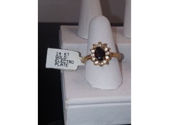 Gold Plate And Sapphire Ring