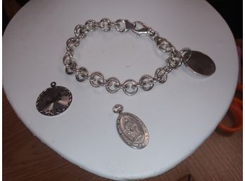 Sterling Charm Bracelet With 3 Charms