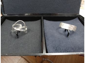 Pair Of Sterling Silver Overlay Cuff Bracelets Lot 2