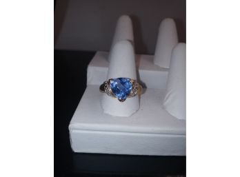 Gold Over Silver Blue Topaz Ring