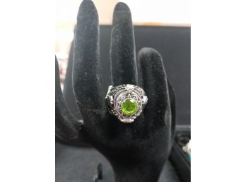 Sterling Silver Overlay Poison Ring Size 9