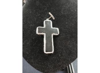 Vintage Onyx And Marcasite Cross Pendent