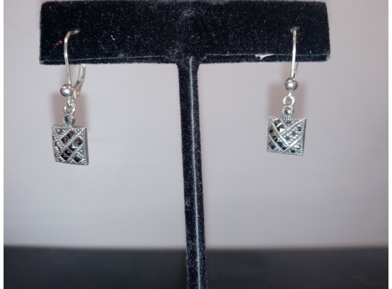 Vintage Sterling Silver And Marcasite Earrings