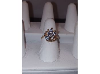 Blue Topaz Gold Plated Ring