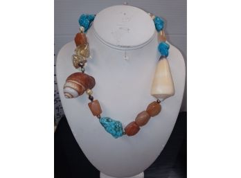 Vintage Turquoise And Shell Necklace