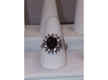 Sterling Silver Onyx And CZ Ring