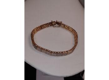 Gold Over Silver And Cz Bracelet