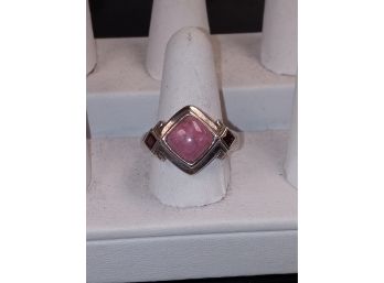 Sterling Silver And Natural Ruby (?) Ring