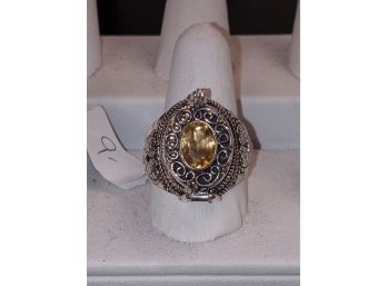Sterling Silver Overlay Poison Ring Size 9