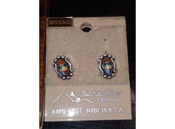 Sterling Silver And Mosaic Earrings