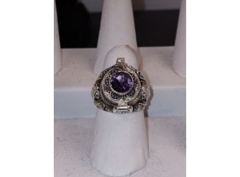 Sterling Silver Overlay Poison Ring Size 5