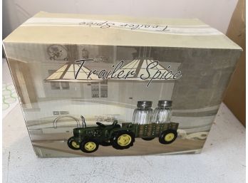 Farm Tractor And Wagon Glass Salt & Pepper - With Box
