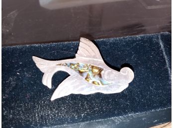 Sterling Silver And Mother Of Pearl Bird Brooch