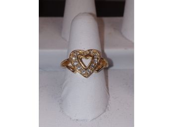Gold Plated Heart Shaped CZ Ring