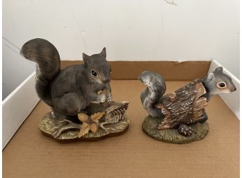 Homco 1982 And 1986 Masterpiece Porcelain Squirrels