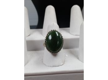 Green Cabochon Statement Ring Unmarked