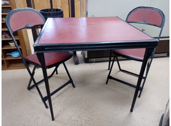 Vintage Folding Card Table And Chairs